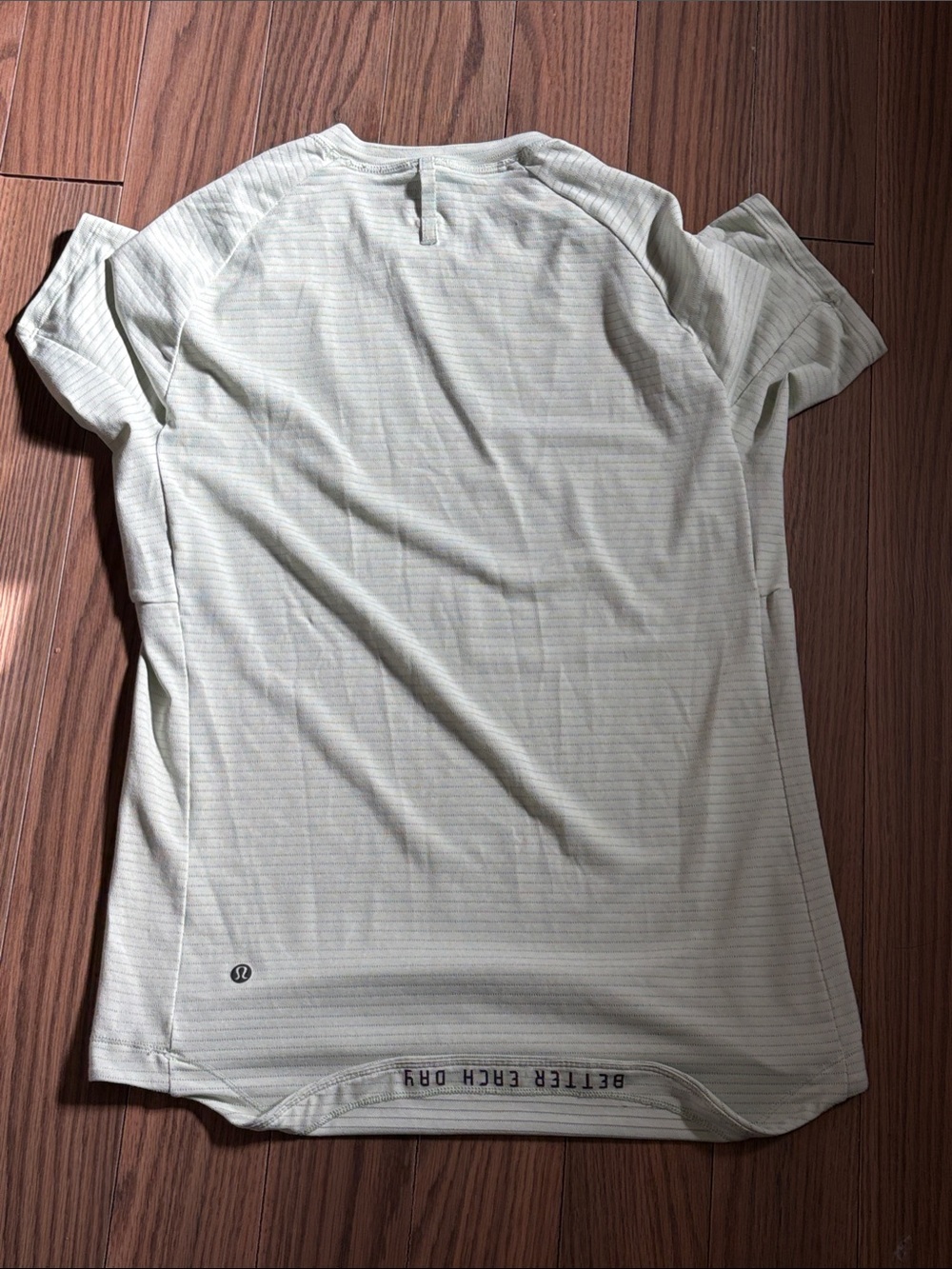 lululemon athletica Men’s Short Sleeve Tee — Light Green/Gray Stripe